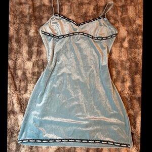 Delia’s Blue Velvet Slip Dress with Black Trim - Size M